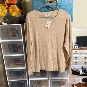 J. Crew Light Tan V-Neck Sweater